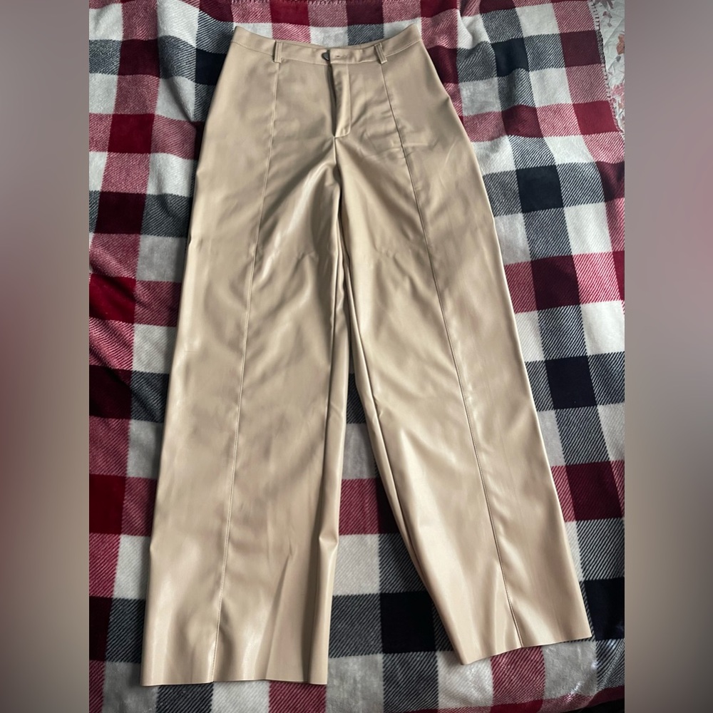 Cream Leather Pants